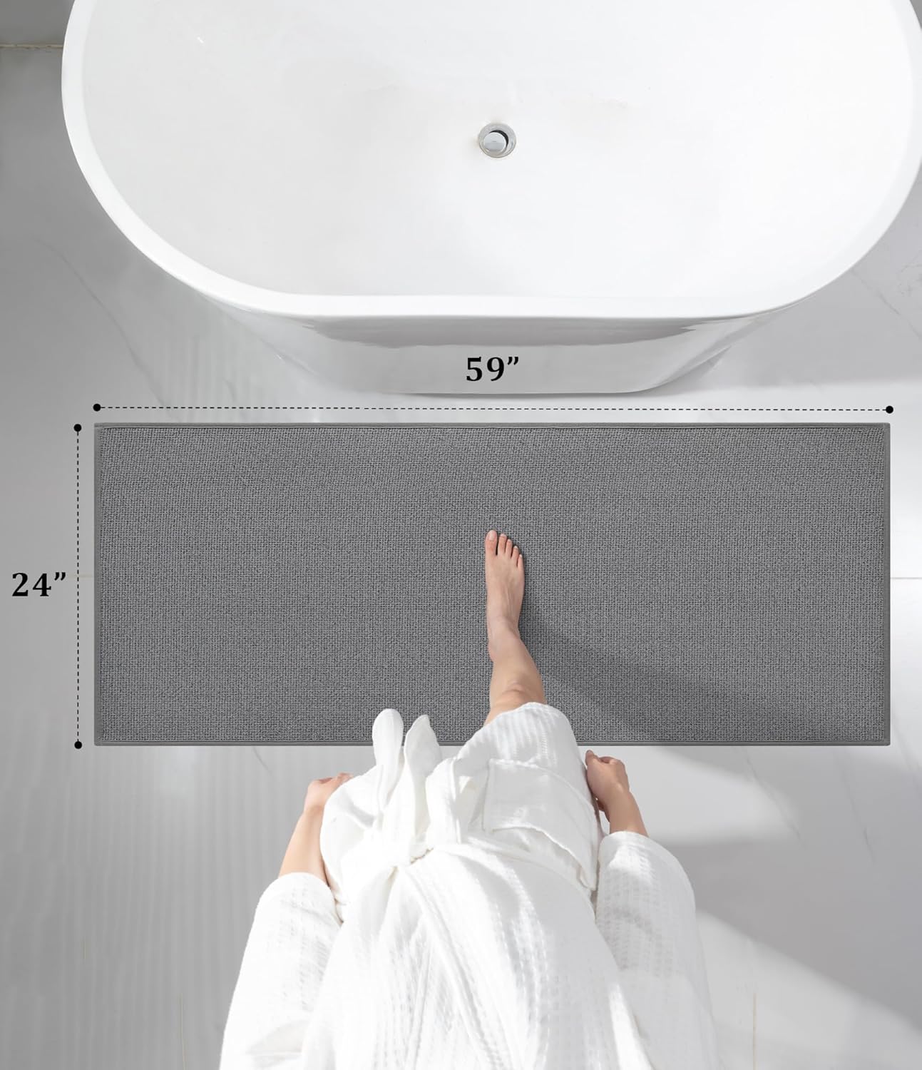 YIHOUSE Bathroom Rugs Mat 24x59, Non Slip Quick Dry Bath Mats for Bathroom Absorbent Ultra Thin Bath Rugs Machine Washable Fit Under Door for Sink, Cabinet, Laundry (Grey, 24"x59")