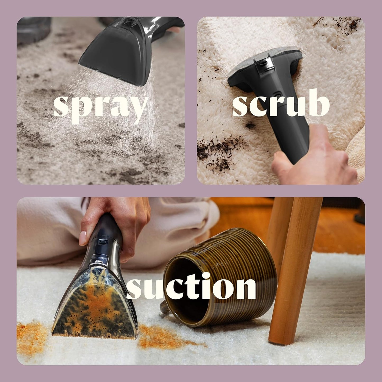 BISSELL Little Green Mini Portable Carpet and Upholstery Deep Cleaner, Car/Auto Detailer, with HydroRinse Self-Cleaning Tool and 4" Tough Stain Tool, Limited Edition Color Dusk Pink, 4075L