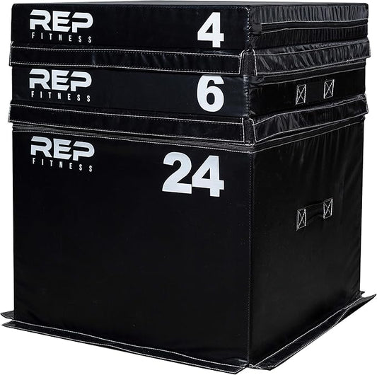 REP Fitness Stackable Soft Foam Plyo Boxes, Adjustable Jump Platforms for Home Gym Training, Durable Cushioned Step for Exercise, Balance, Squats, HIIT Workouts, Strength Conditioning, Vinyl Cover