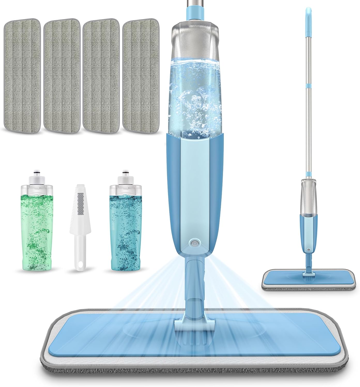 Spray Mops for Hardwood Floor Cleaning: MEXERRIS Wet Mops with 2 Bottles - 4 Microfiber Reusable Washable Pads for Swiffer Powermop - Dust Dry Mops with Spray for Laminate Wood Vinyl Tiles