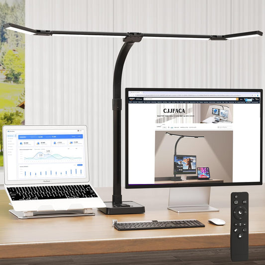 Office Home Desk Lamp,24W Super Bright Eye-Care Desk Lamp,Adjustable Gooseneck Office LED Task Light with Soft Non-Glare Lighting,Suitable for Studying,Reading (Black) (Plus)