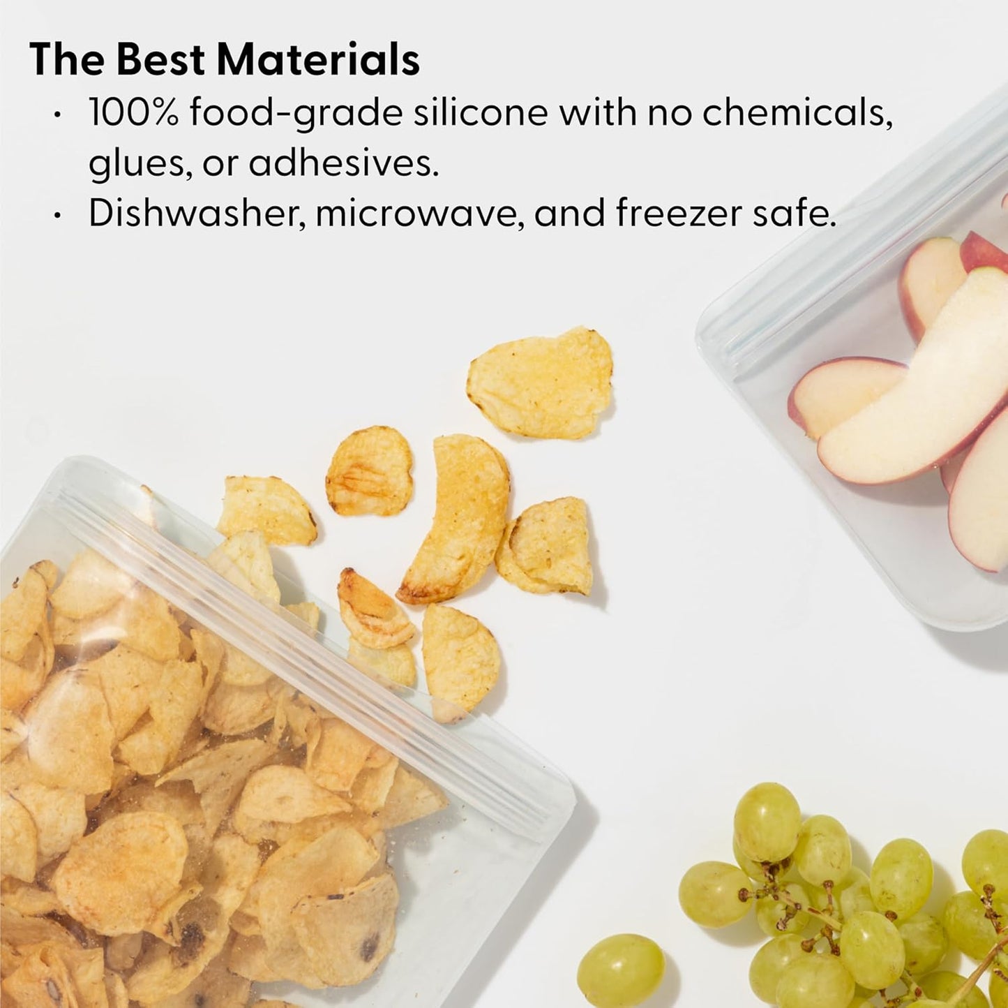 W&P Porter Silicone Reusable Storage Bag, Sandwich (10oz Flat), Cream, Food Storage Container, Microwave and Dishwasher Safe, Easy Cleaning