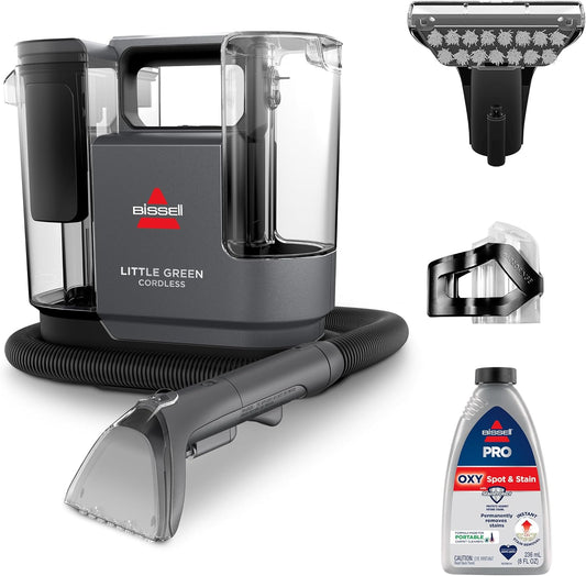 BISSELL Little Green Cordless Portable Deep Cleaner with 25V Lithium-Ion Battery & Battery-Boost Technology, 3682