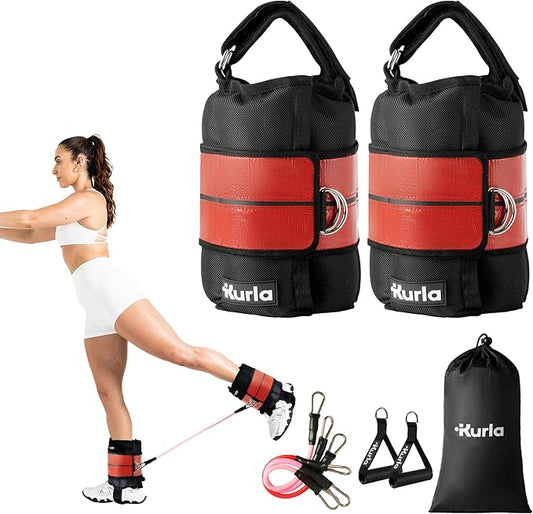 Ankle Weights 4–40 lbs with Dual Strap System (Heel & Wrap) – Single, Pair & Bundle Options with Resistance Bands & Handles – Strength Training, Pilates, Yoga, Glutes, Arms & Rehab