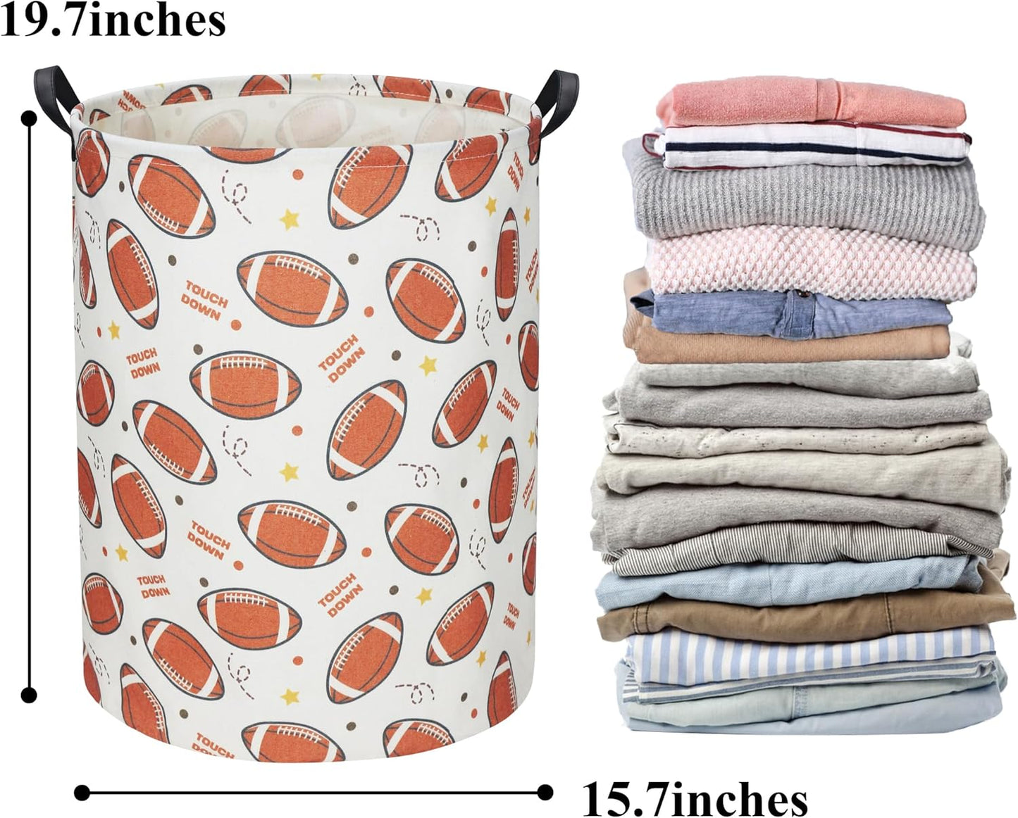 HIYAGON Football Kids Laundry hamper Baby Hamper for Nursery Boy Cute Kids Toys Storage Bin Organizer Football Room Decor for Home(Footballs)