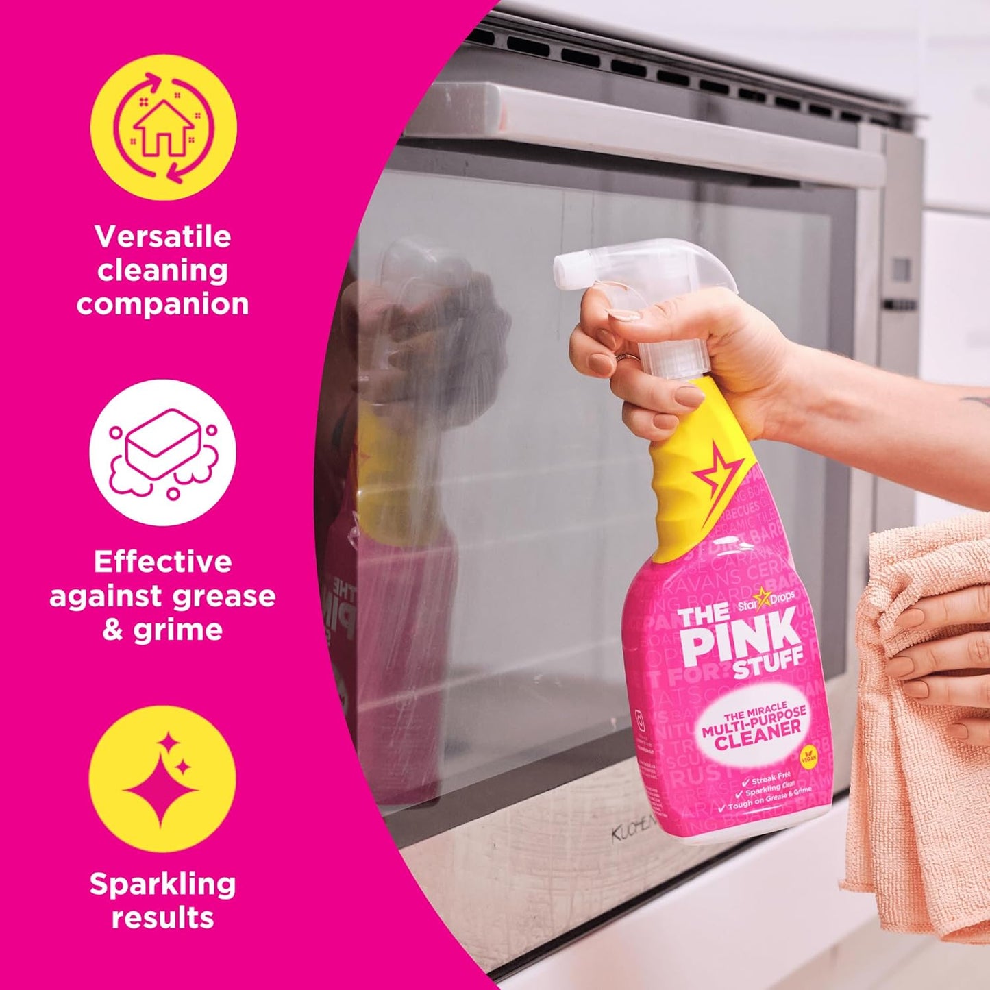 Stardrops – The Pink Stuff Ultimate Cleaning Pack – Miracle Cleaning Paste, Multi-Purpose Spray & Bathroom Foam – Cuts Grease, Removes Stains, Cleans Kitchens, Bathrooms, and More