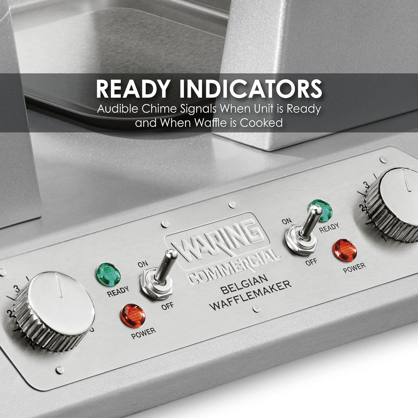 Waring Commercial Double Belgian Waffle Maker with Serviceable Plates, Duel Side by Side Rotating Cooking Non-Stick Surfaces, Heavy Duty Restaurant Foodservice, 50-60 Waffles an Hour, 208V, 2700W