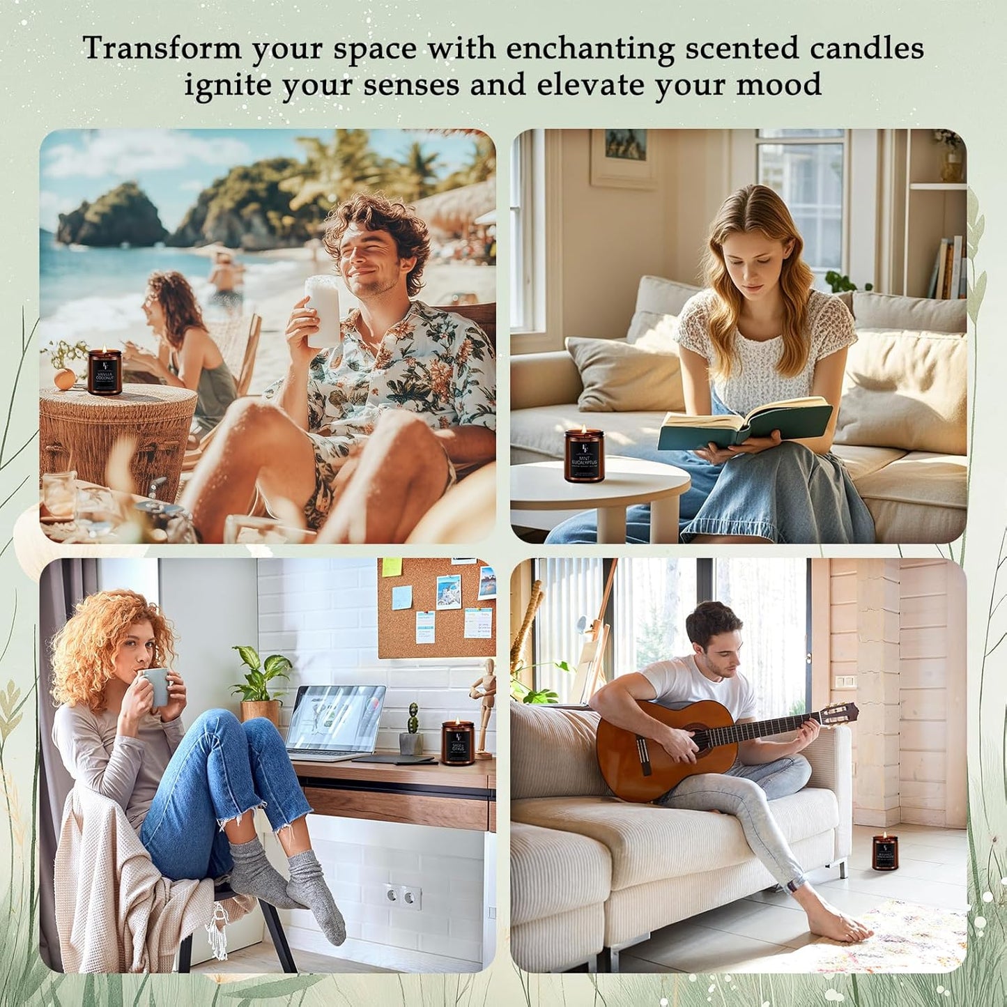 Velvet Rose Candle, Scented Candle for Home Soy Wax Candle, Aromatherapy Candle Gift for Women Men, 7oz