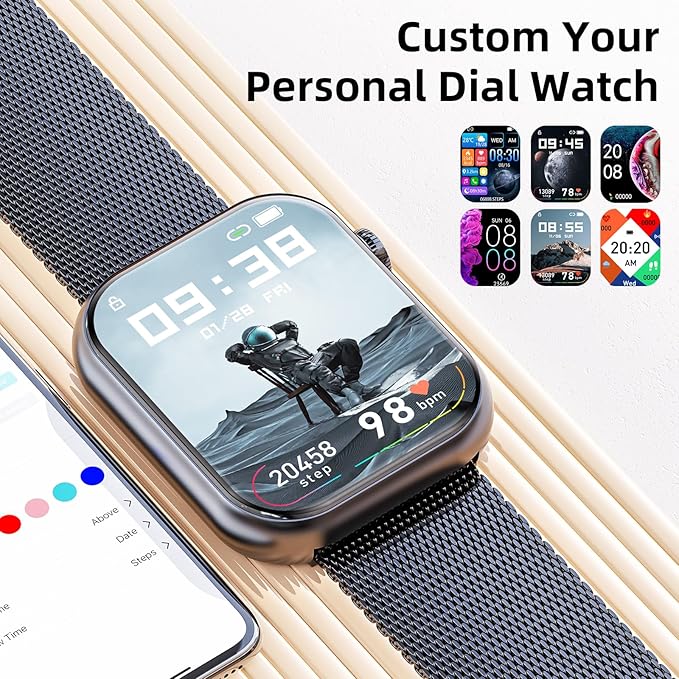 Smart Watches for Women with Android Samsung iPhone Compatible[Calls/Answer] 1.85" Smartwatch with Sleep/Heart Rate Monitor,100+ Sports Fitness Tracker,Pedometer for Steps Miles (Gray-Gold)