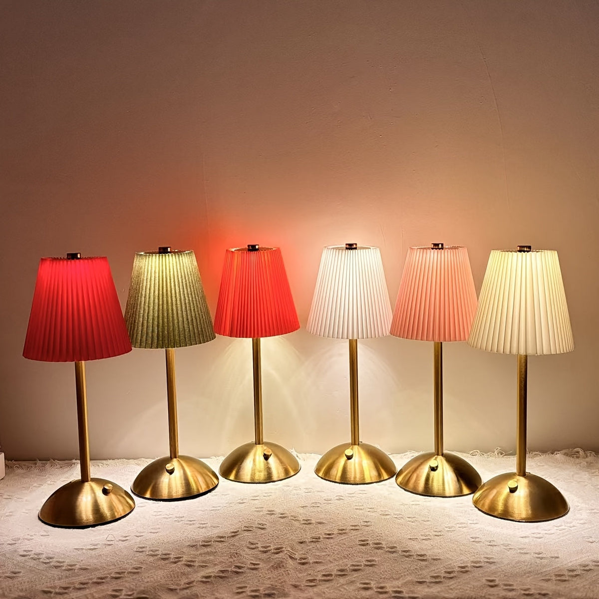 Modern Pleated LED Table Lamp | Touch Control & Rechargeable