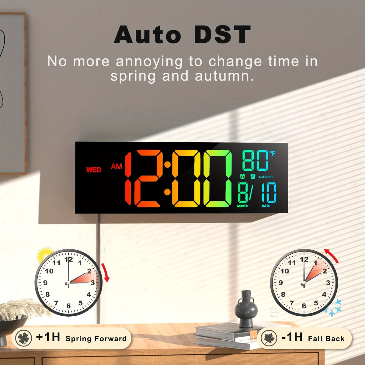 16-Inch RGB Digital Wall Clock | Remote Control & Auto Brightness