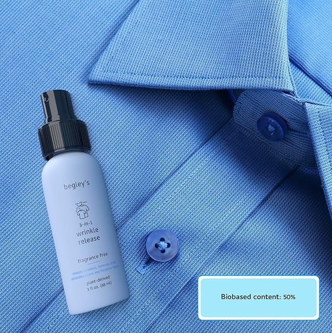 Begley's 3-in-1 Wrinkle Remover, Quick Fix Wrinkle Release, Static Cling Remover, Odor Eliminator and Fabric Refresher Spray - USDA Certified Biobased - Citrus, 16 oz, 2 Pack