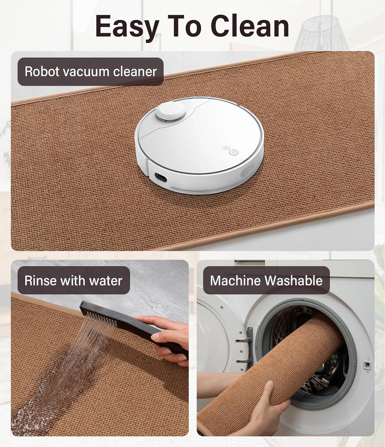 YIHOUSE Bathroom Rugs Mat Contour 16x24, Non Slip Quick Dry Bath Mats for Bathroom Absorbent Ultra Thin Bath Rugs Machine Washable Fit Under Door for Sink, Cabinet, Laundry (Orange, 16"x24"-U)