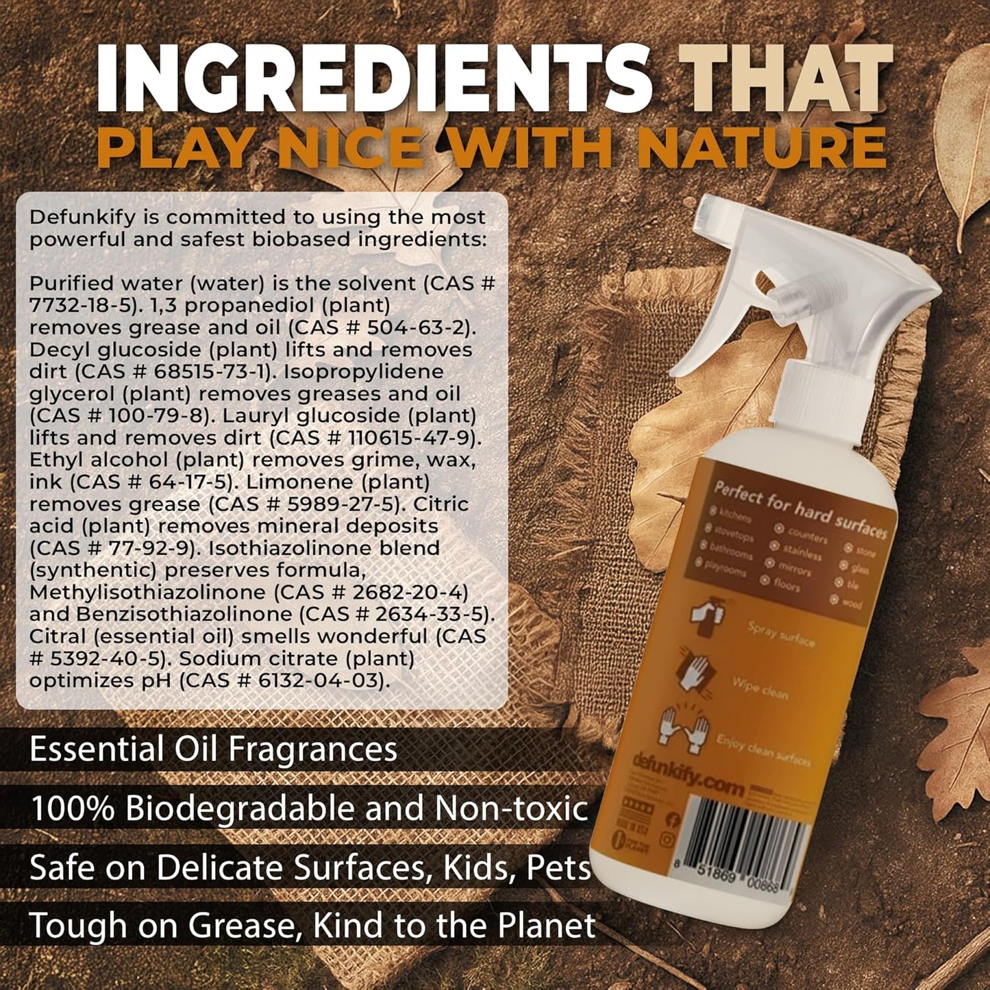 All Purpose Cleaner Spray, 16oz (2-Pack). 'Citrus' Essential Oil Multi-Surface Cleaner for Kitchen, Bathroom, Floor. 'ProvenSafe' Plant-Based Formula Concentrate Safe for Kids, Pets, Stone & Marble