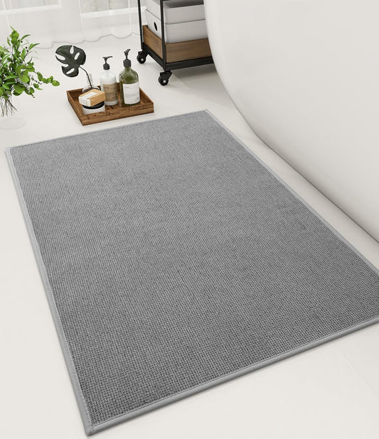 YIHOUSE Bathroom Rugs Mat 24x36, Non Slip Quick Dry Bath Mats for Bathroom Absorbent Ultra Thin Bath Rugs Machine Washable Fit Under Door for Sink, Cabinet, Laundry (Grey, 24"x36")