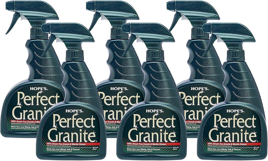 HOPE'S Perfect Granite & Marble Countertop Cleaner, Stain Remover and Polish, Streak-Free, Ammonia-Free, 22 Ounce, Pack of 6