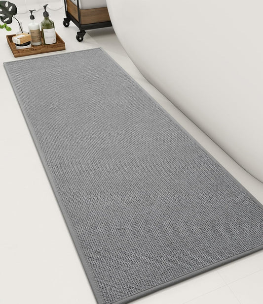 YIHOUSE Bathroom Rugs Mat 16x47, Non Slip Quick Dry Bath Mats for Bathroom Absorbent Ultra Thin Bath Rugs Machine Washable Fit Under Door for Sink, Cabinet, Laundry (Grey, 16"x47")