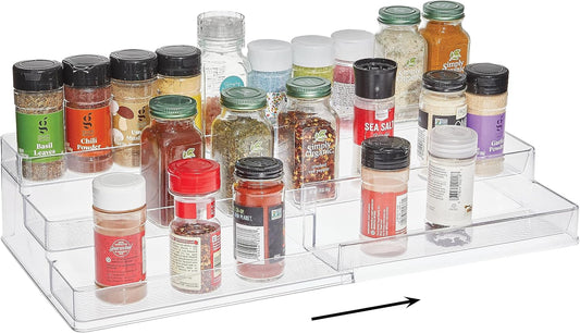 SIMPLEMADE 3-Tier Spice Rack Organizer - Versatile Storage Shelf for Kitchen, Bathroom, Bedroom & Office, Set of 1, Expandable Clear