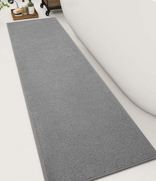 YIHOUSE Bathroom Rugs Mat 16x59, Non Slip Quick Dry Bath Mats for Bathroom Absorbent Ultra Thin Bath Rugs Machine Washable Fit Under Door for Sink, Cabinet, Laundry (Grey, 16"x59")