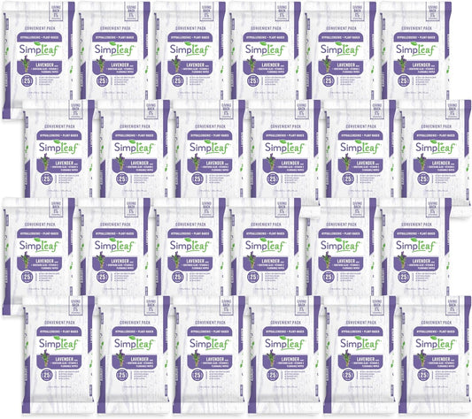 Simpleaf Flushable Wet Wipes Lavender| Eco-Friendly, Paraben & Alcohol Free | Hypoallergenic & Safe for Sensitive Skin | Soothing Aloe Formula | (24 x 25 Counts Convenient Pack) 600 Counts Total