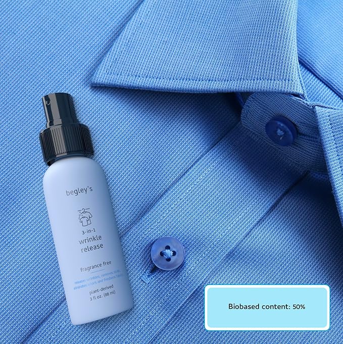 Begley's 3-in-1 Wrinkle Remover, Quick Fix Wrinkle Release, Static Cling Remover, Odor Eliminator and Fabric Refresher Spray - Plant-Derived, USDA Certified Biobased - Lavender, 16 oz, 2 Pack