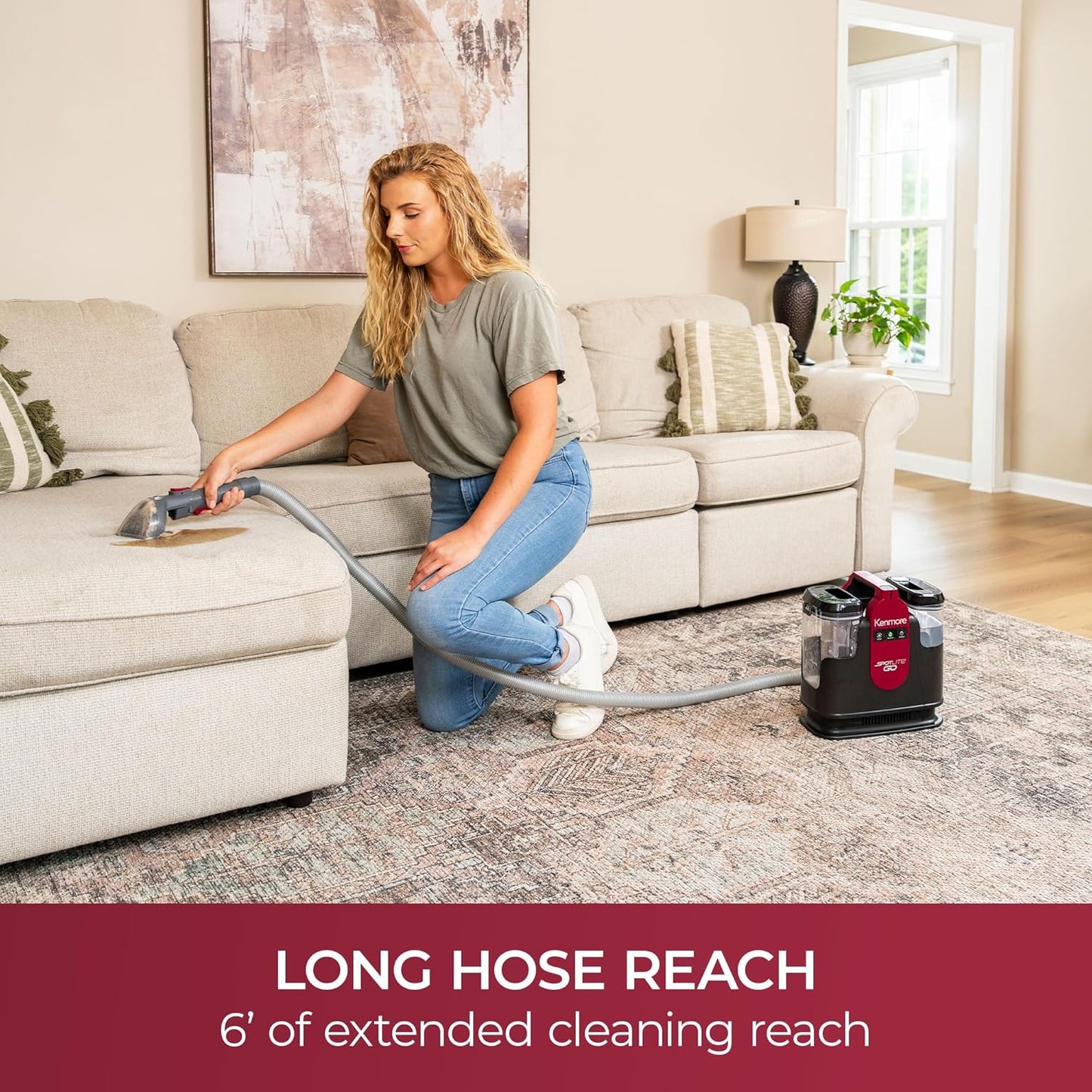 Kenmore KW1050 SpotLite™ Go Portable Heated Carpet & Upholstery Spot Cleaner, 16Kpa Power Suction with Versatile Tools for Pets, Area Rugs and Couches