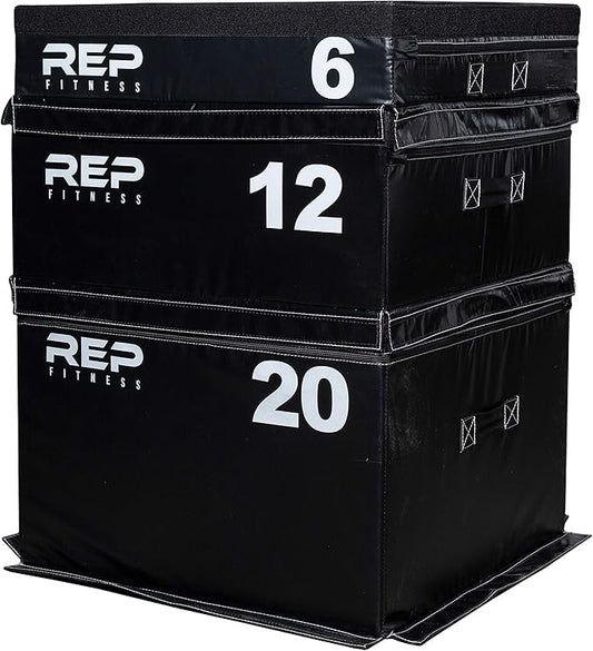 REP Fitness Stackable Soft Foam Plyo Boxes, Adjustable Jump Platforms for Home Gym Training, Durable Cushioned Step for Exercise, Balance, Squats, HIIT Workouts, Strength Conditioning, Vinyl Cover