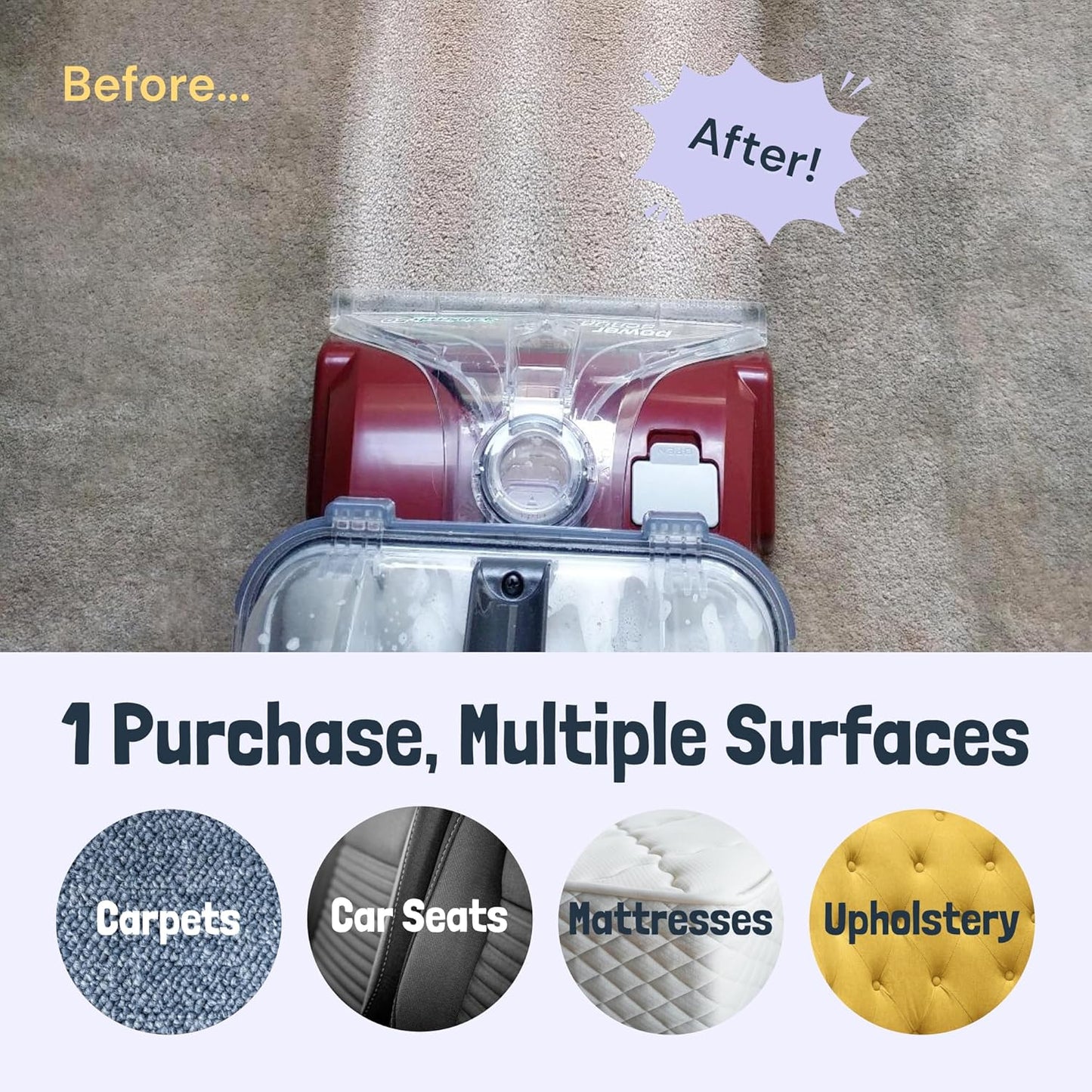 Sunny & Honey Carpet Cleaner Solution - 32 Fl Oz, Light Lavender - Deep Stain Remover & Odor Deodorizer - Pet Carpet Cleaner & Rug Shampoo