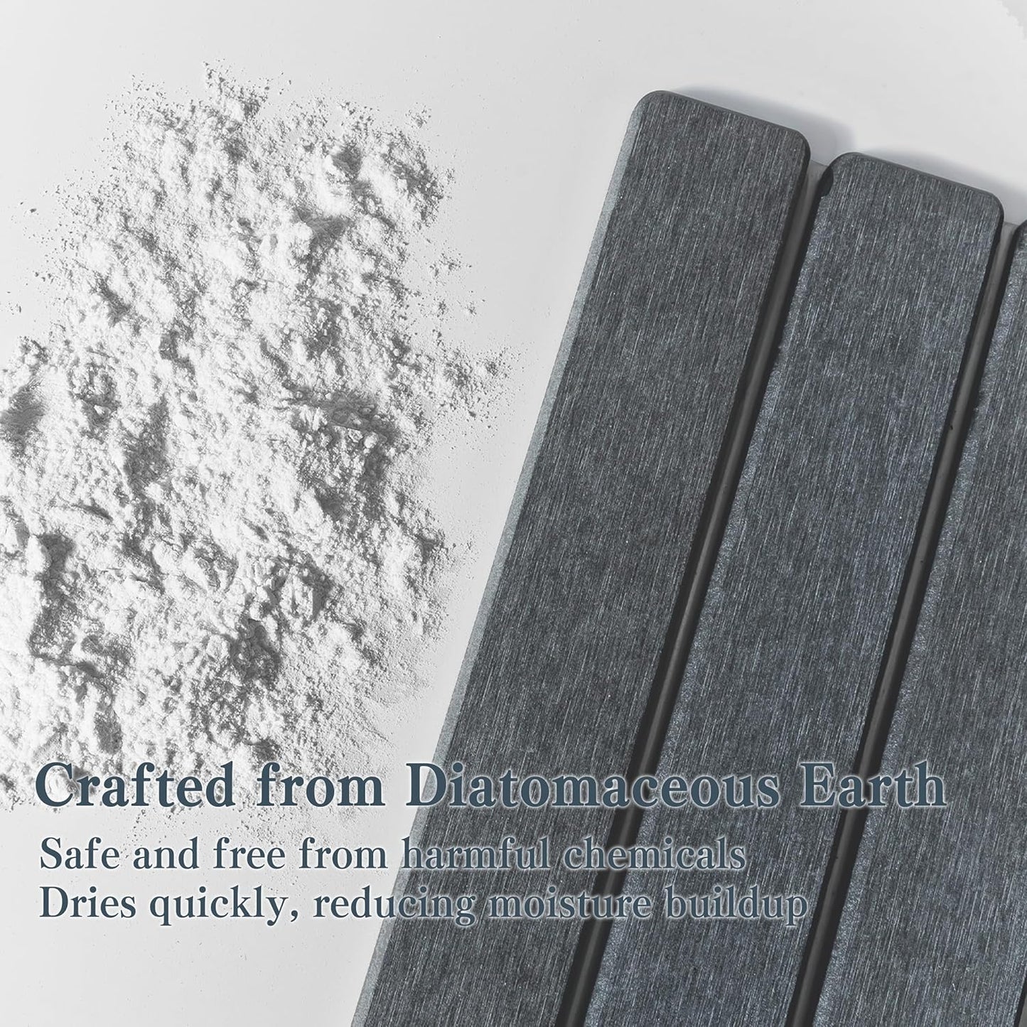 2pcs Stone Dish Drying Mat for Kitchen Counter, Quick-Dry Diatomaceous Earth Water Absorbent Pad & Countertop Drainer, Home Essentials for Bath and Pets - Dark Grey, 24x16’’ & 8x4’’