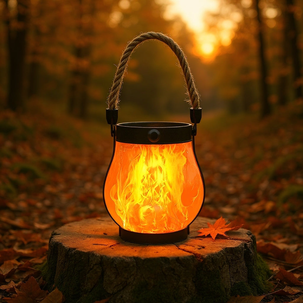 LED Lantern | Solar and USB-Rechargeable Flame-Effect Light