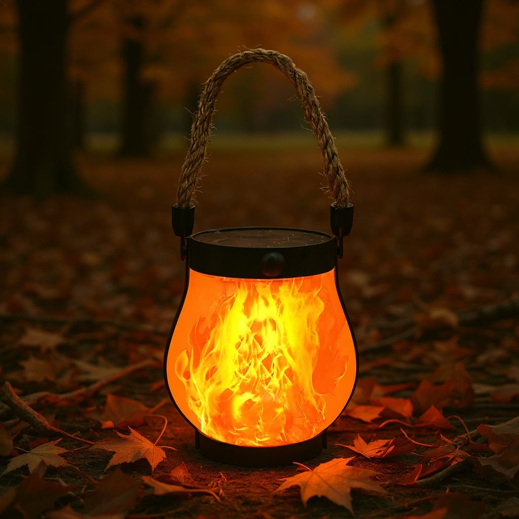 LED Lantern | Solar and USB-Rechargeable Flame-Effect Light