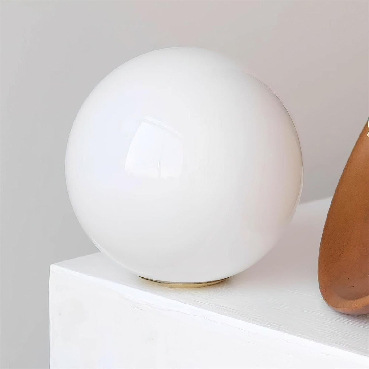 Mid-Century Walnut Brass Globe Ceiling Light