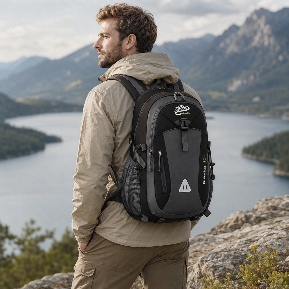 Water-Repellent Multi-Compartment Hiking Backpack