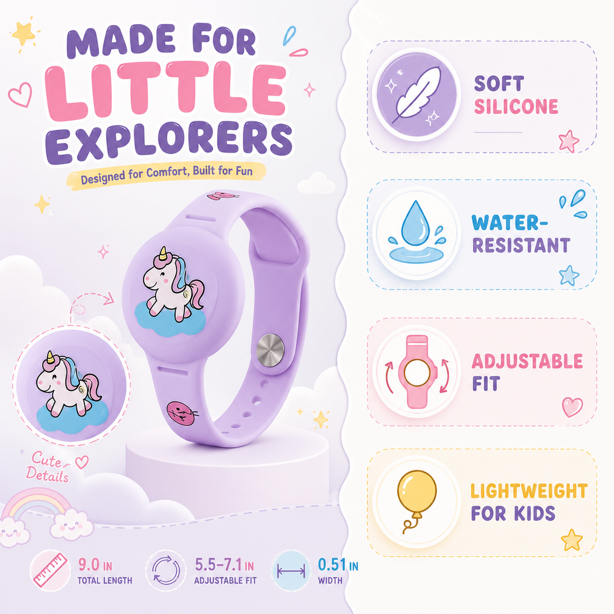 Adjustable Kids Silicone Tracker Wristband