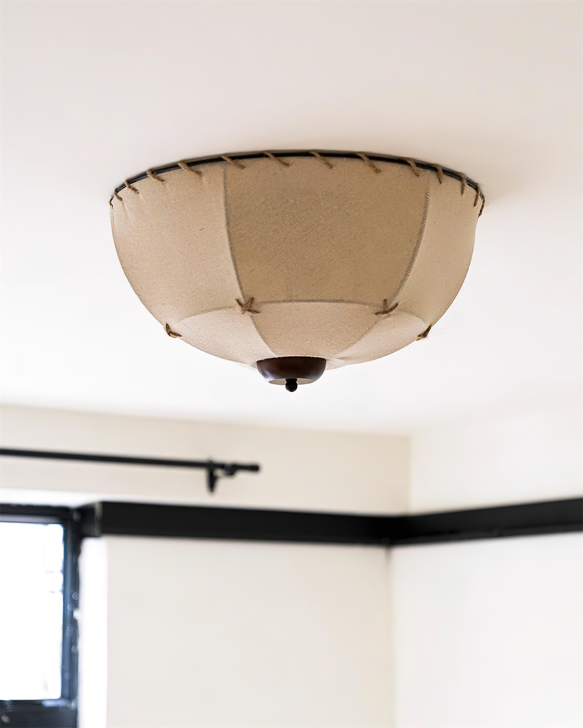 Rustic Wood Fabric Ceiling Light