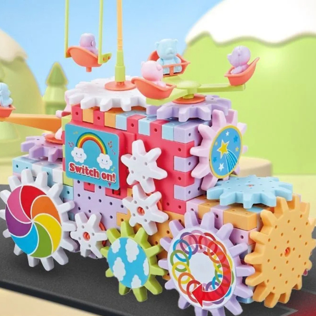 Kids Rotating Gear Track Building Blocks Set