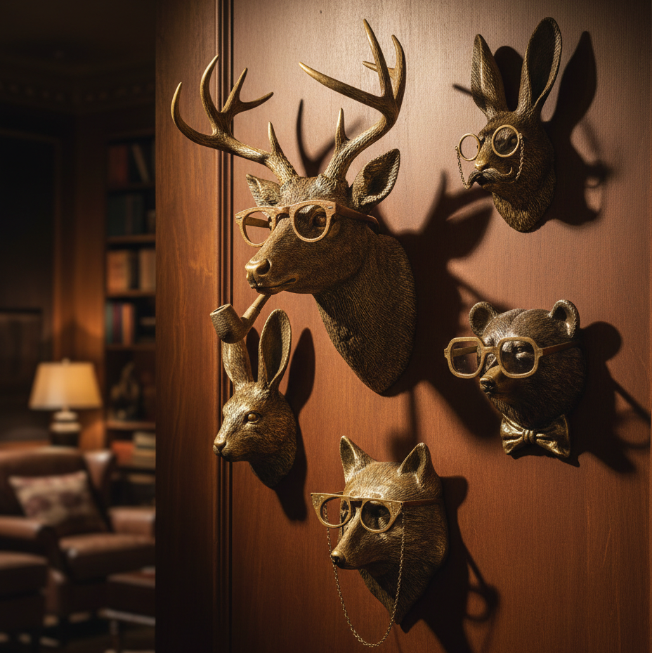 Rustic Resin Animal Head Wall Decor