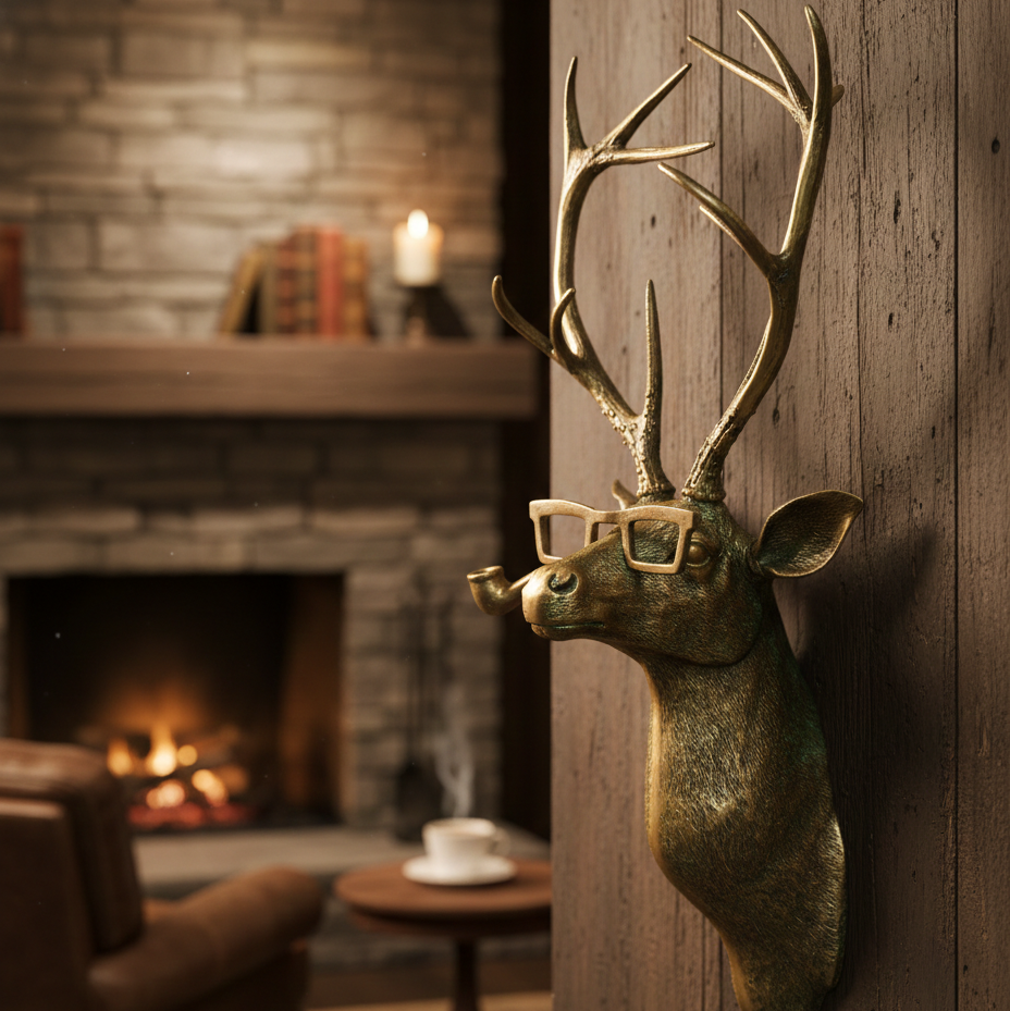 Rustic Resin Animal Head Wall Decor