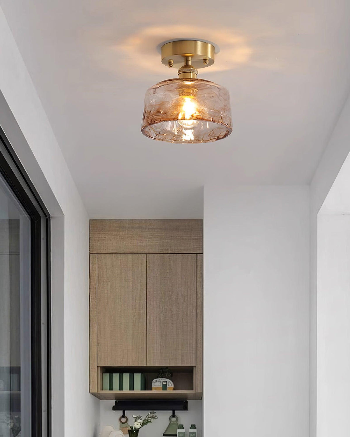 Art Deco Amber Glass Pendant Light