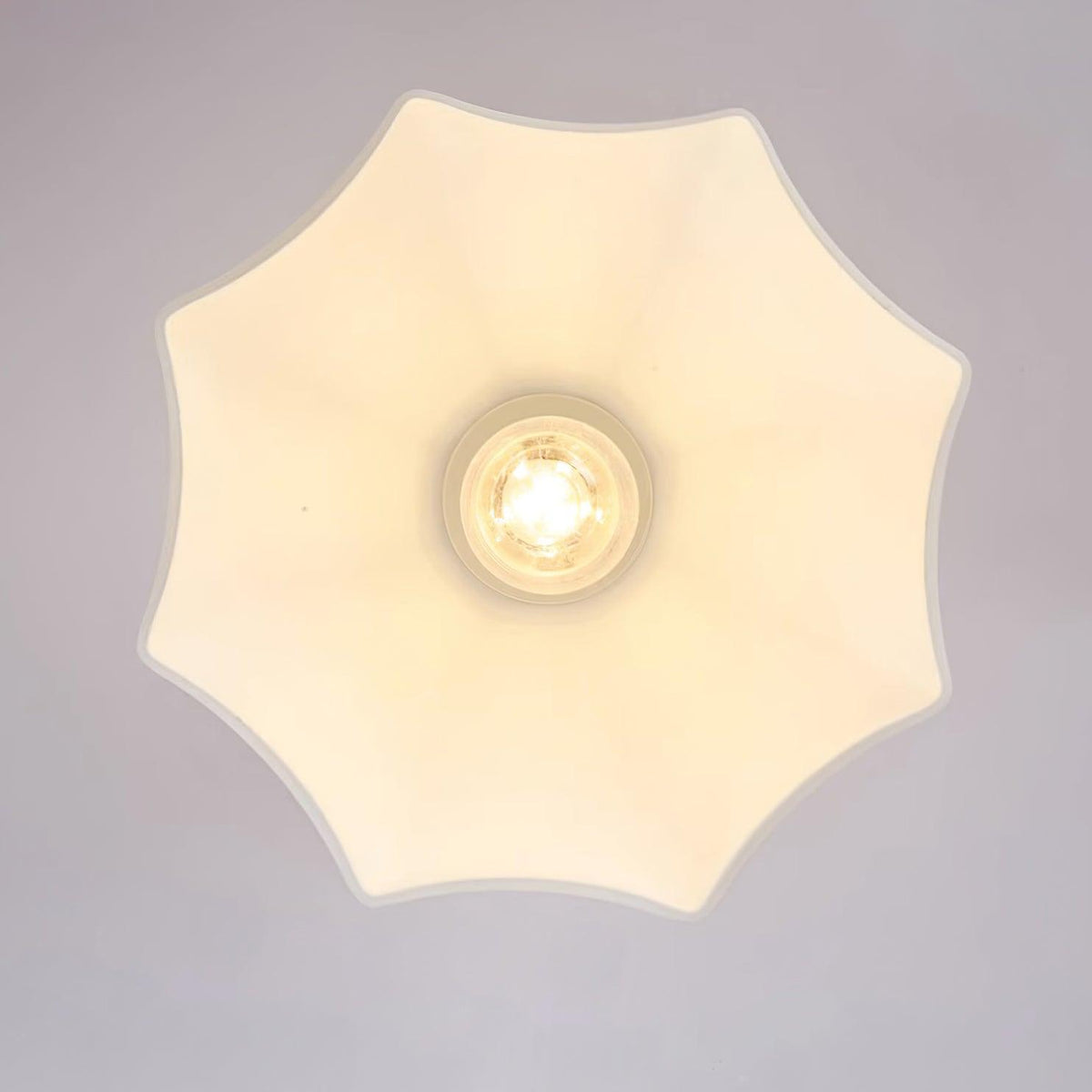 Mid-Century Brass Opal Glass Flush Mount Light
