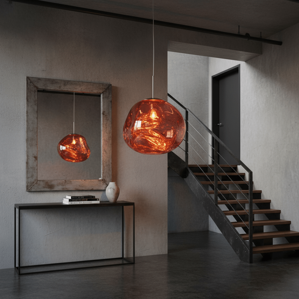 Glam Sculptural Mirrored Pendant Light