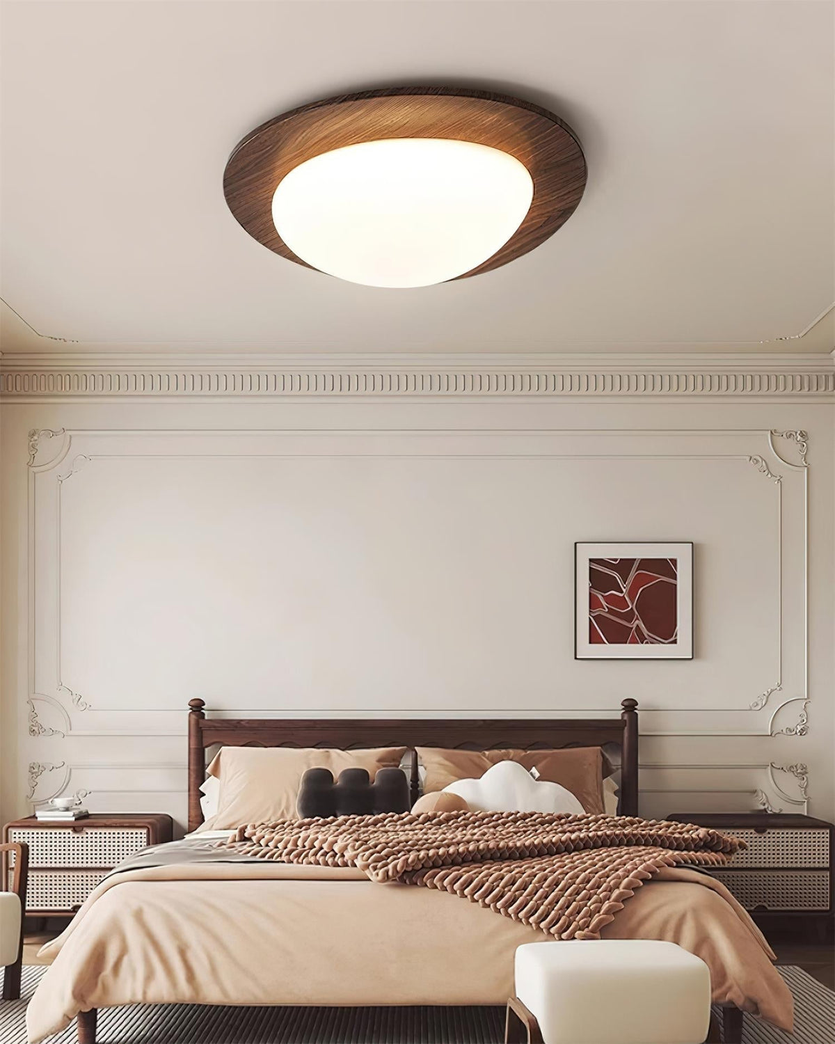 Minimalist Wood Oval Ceiling Light