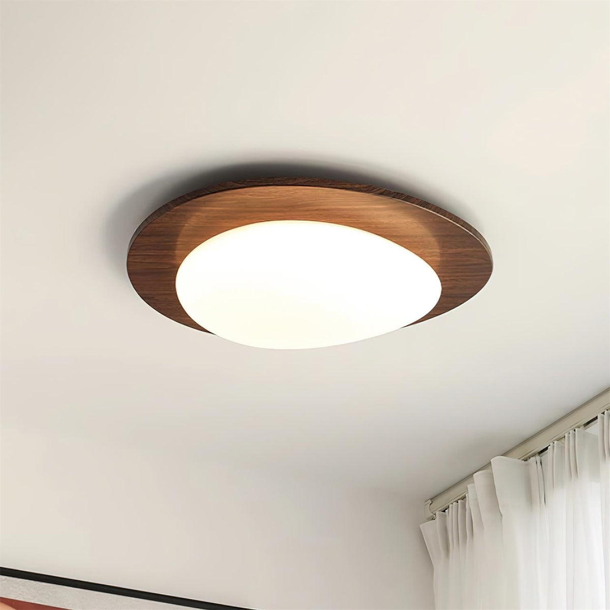 Minimalist Wood Oval Ceiling Light