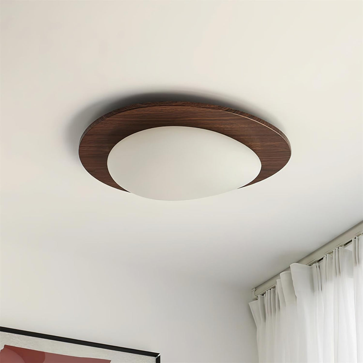 Minimalist Wood Oval Ceiling Light