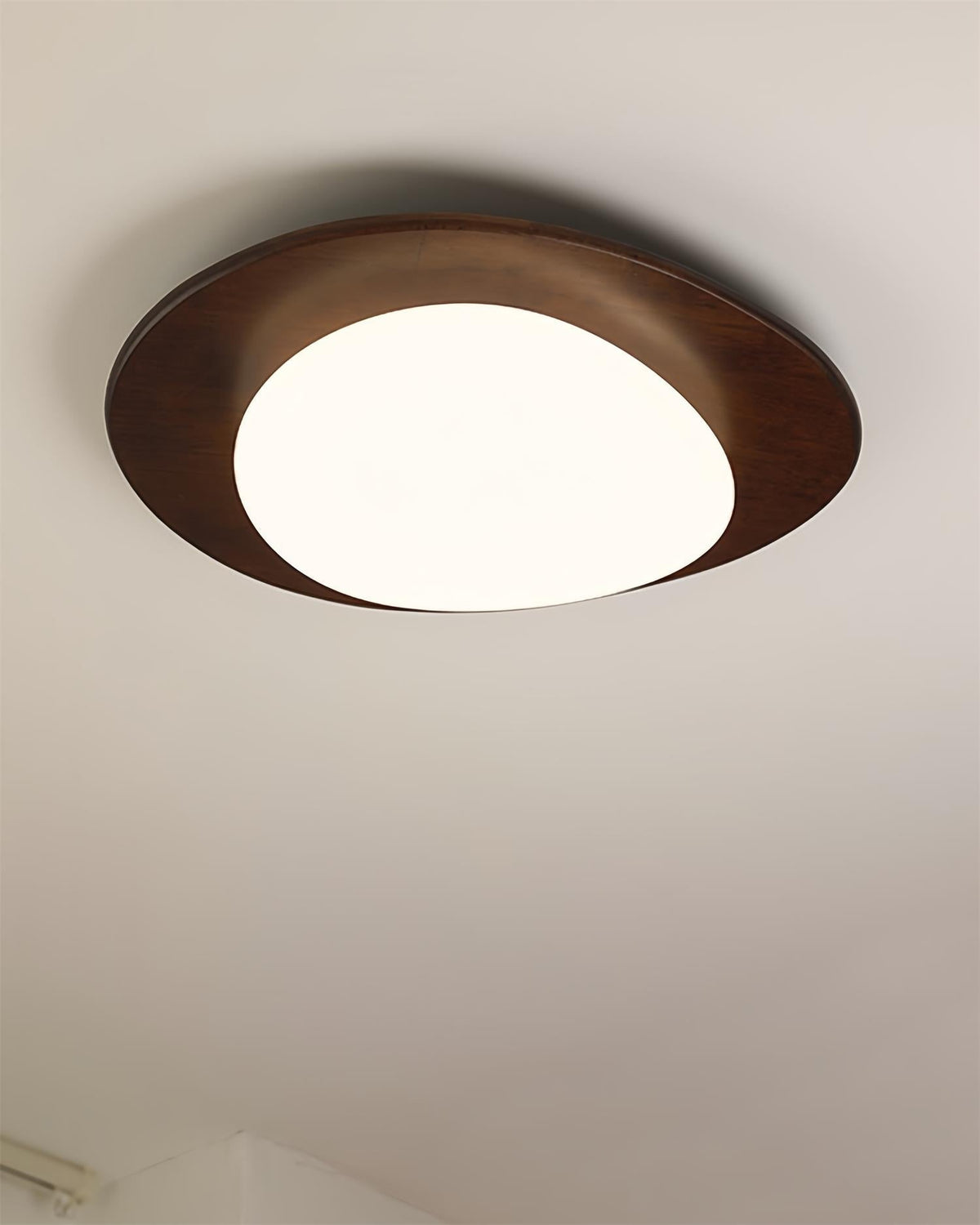Minimalist Wood Oval Ceiling Light