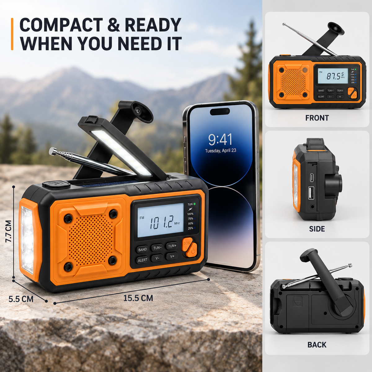 Solar-Powered Crank Emergency Radio