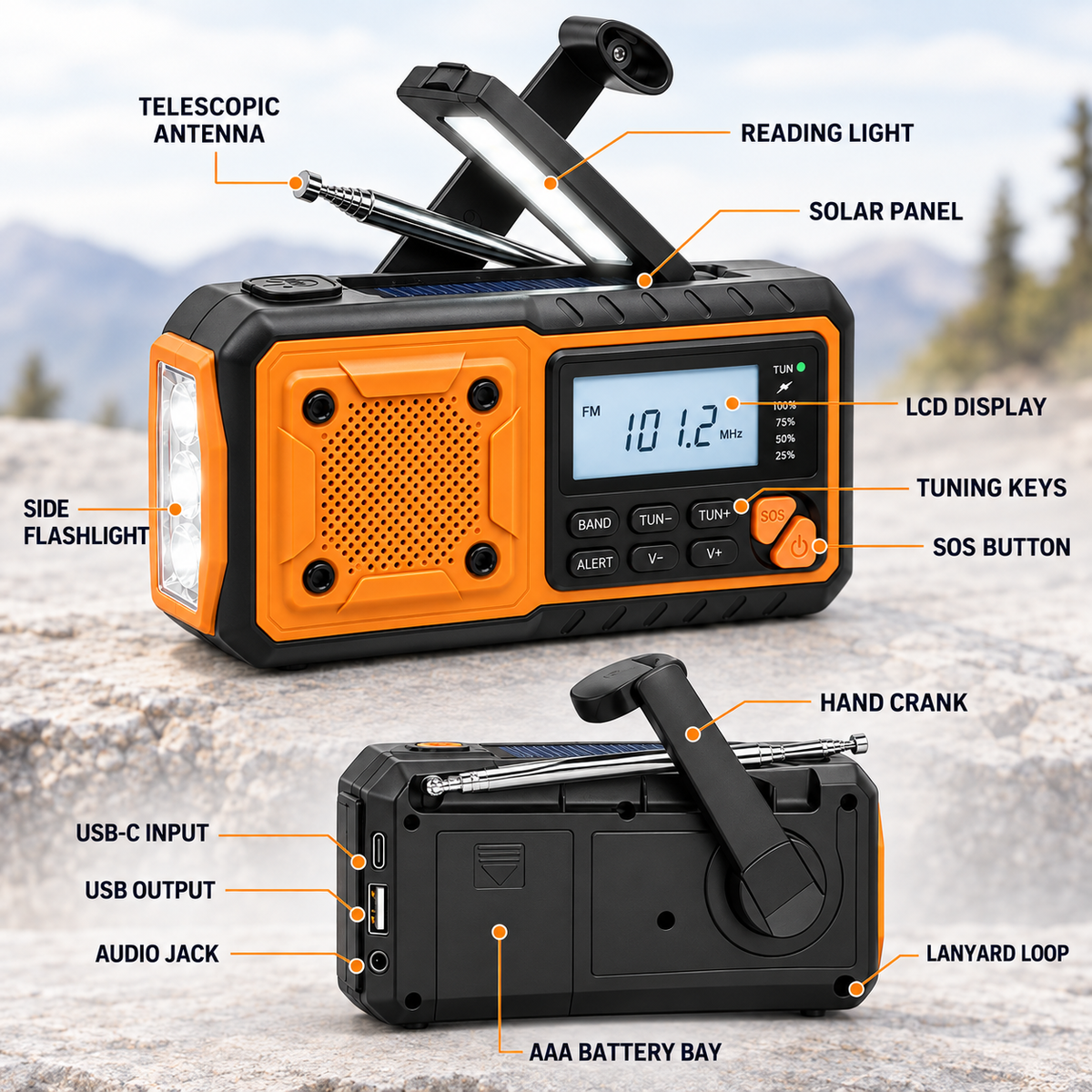 Solar-Powered Crank Emergency Radio