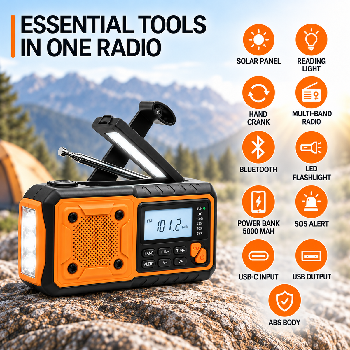 Solar-Powered Crank Emergency Radio
