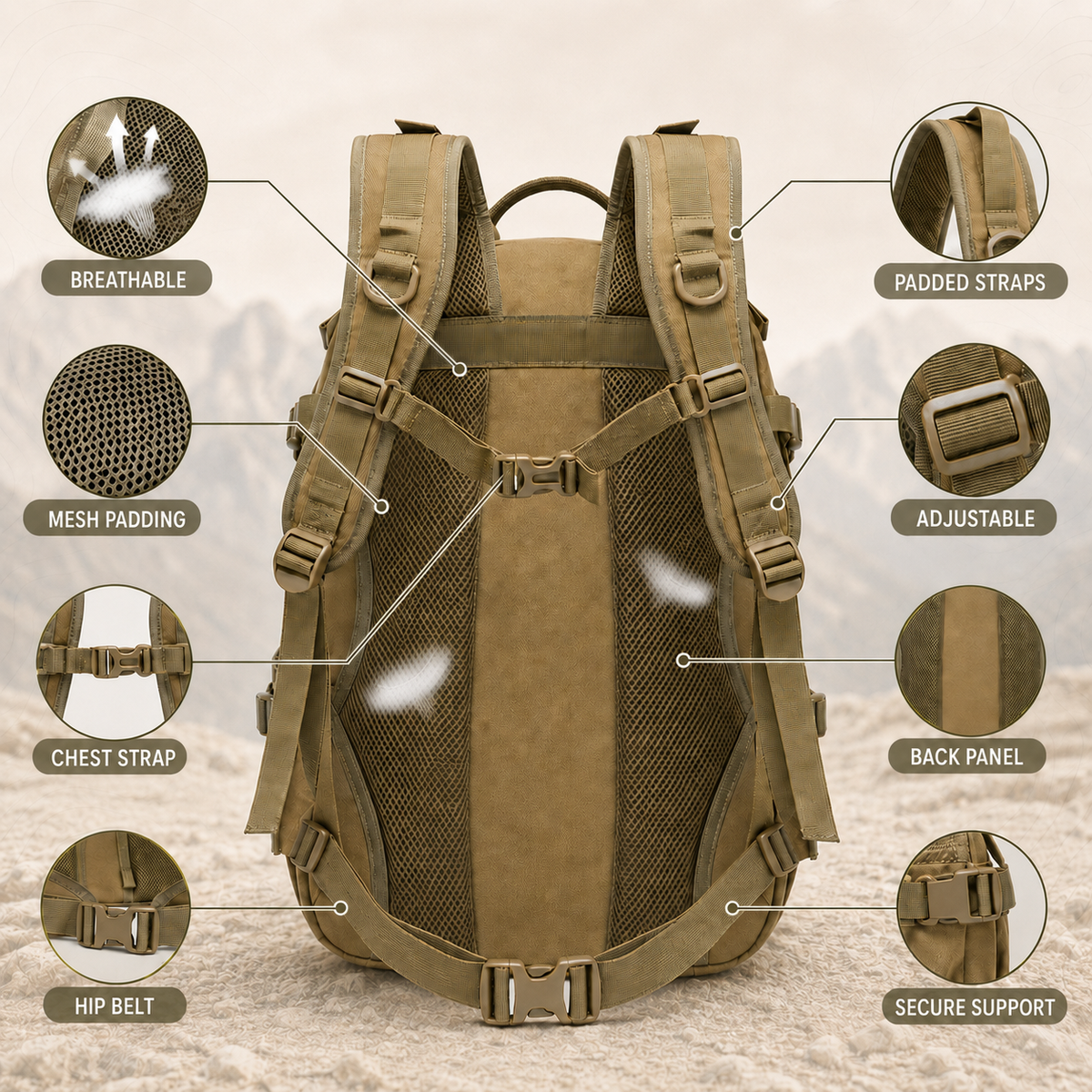 Water-Repellent 40L Hiking Backpack