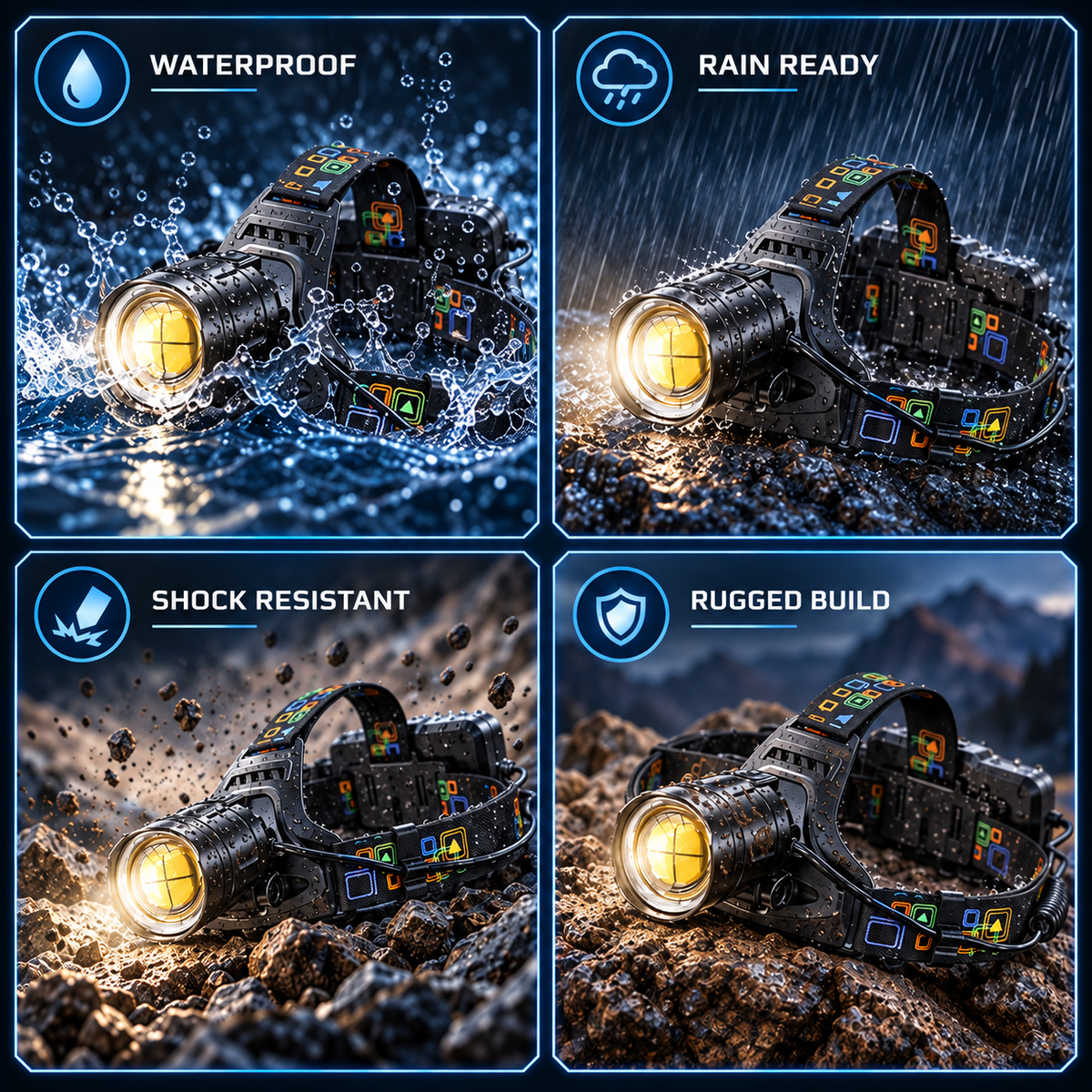 Waterproof Zoomable Rechargeable LED Headlamp